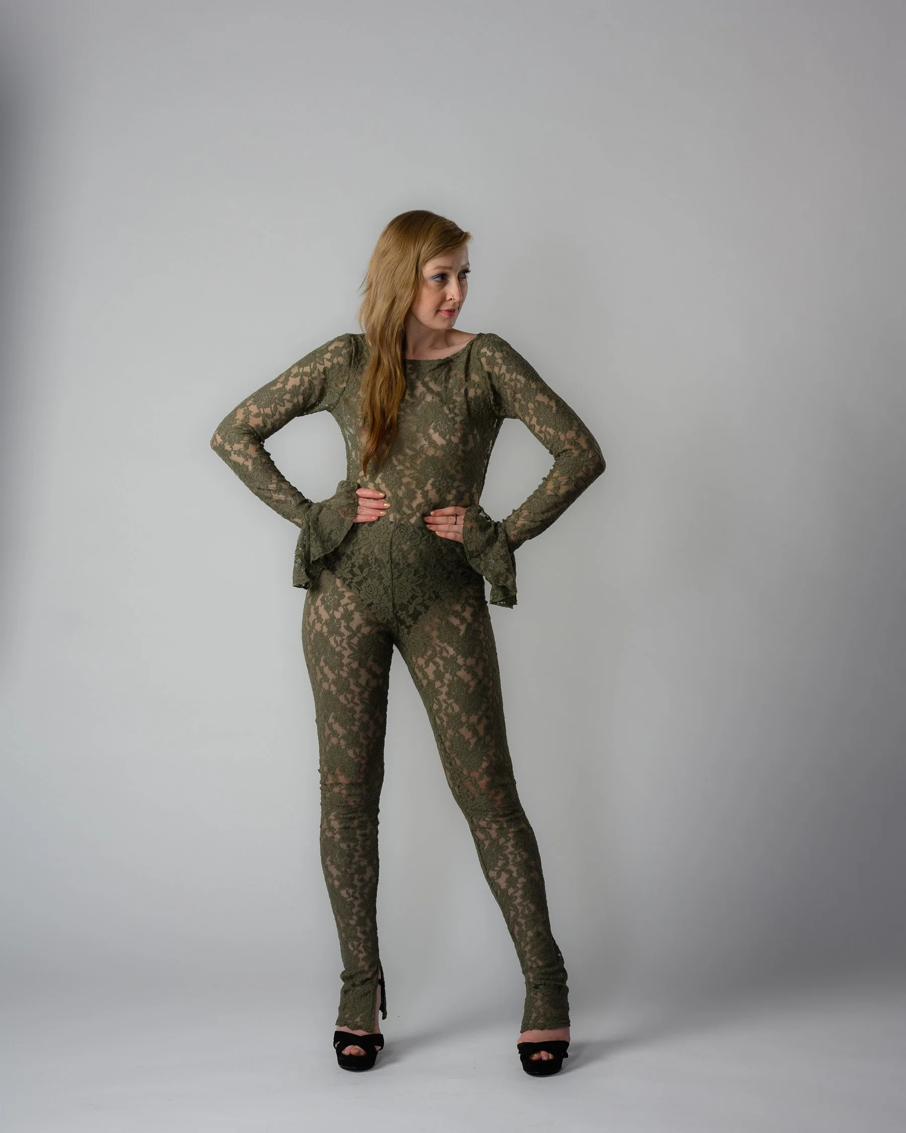 Khaki lace bodysuit