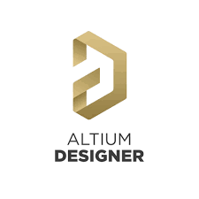 Logo of Altium Designer featuring a gold geometric 3D design and text