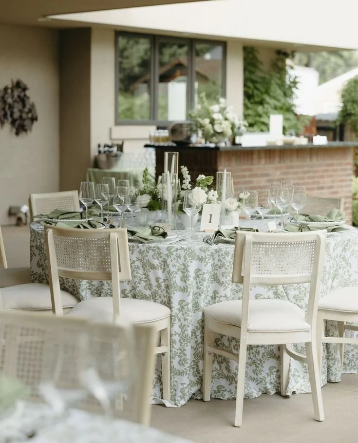 French Toile Sage Green 120"