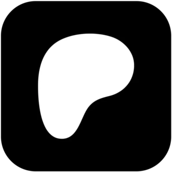 A black background with a white abstract shape resembling a bean or kidney.