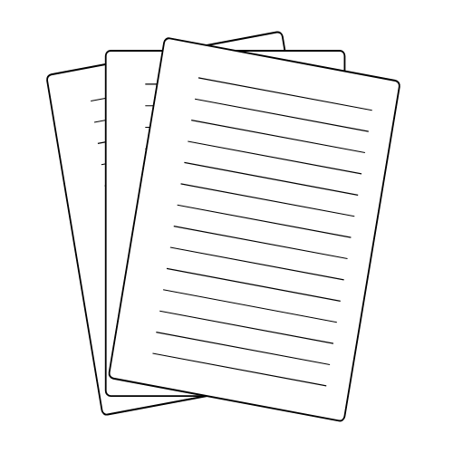 Four sheets of lined paper stacked with the top sheet slightly offset.
