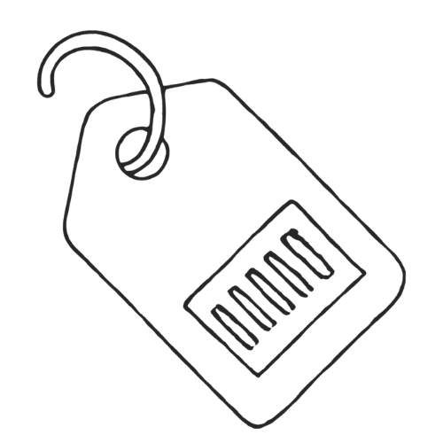 Illustration of a luggage tag with a barcode.