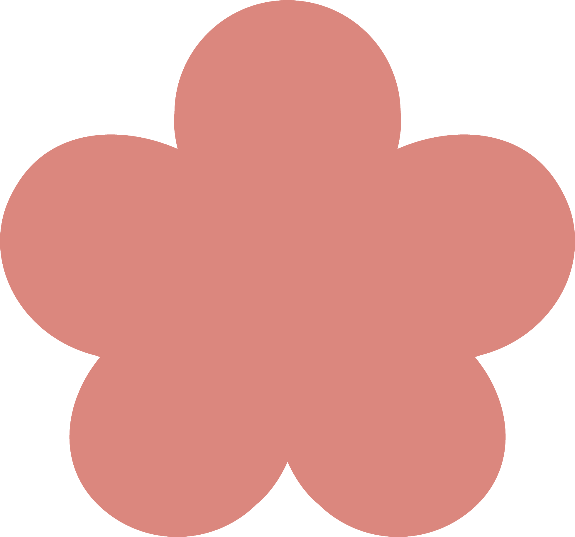 A simplified vector illustration of a pink flower with five rounded petals.