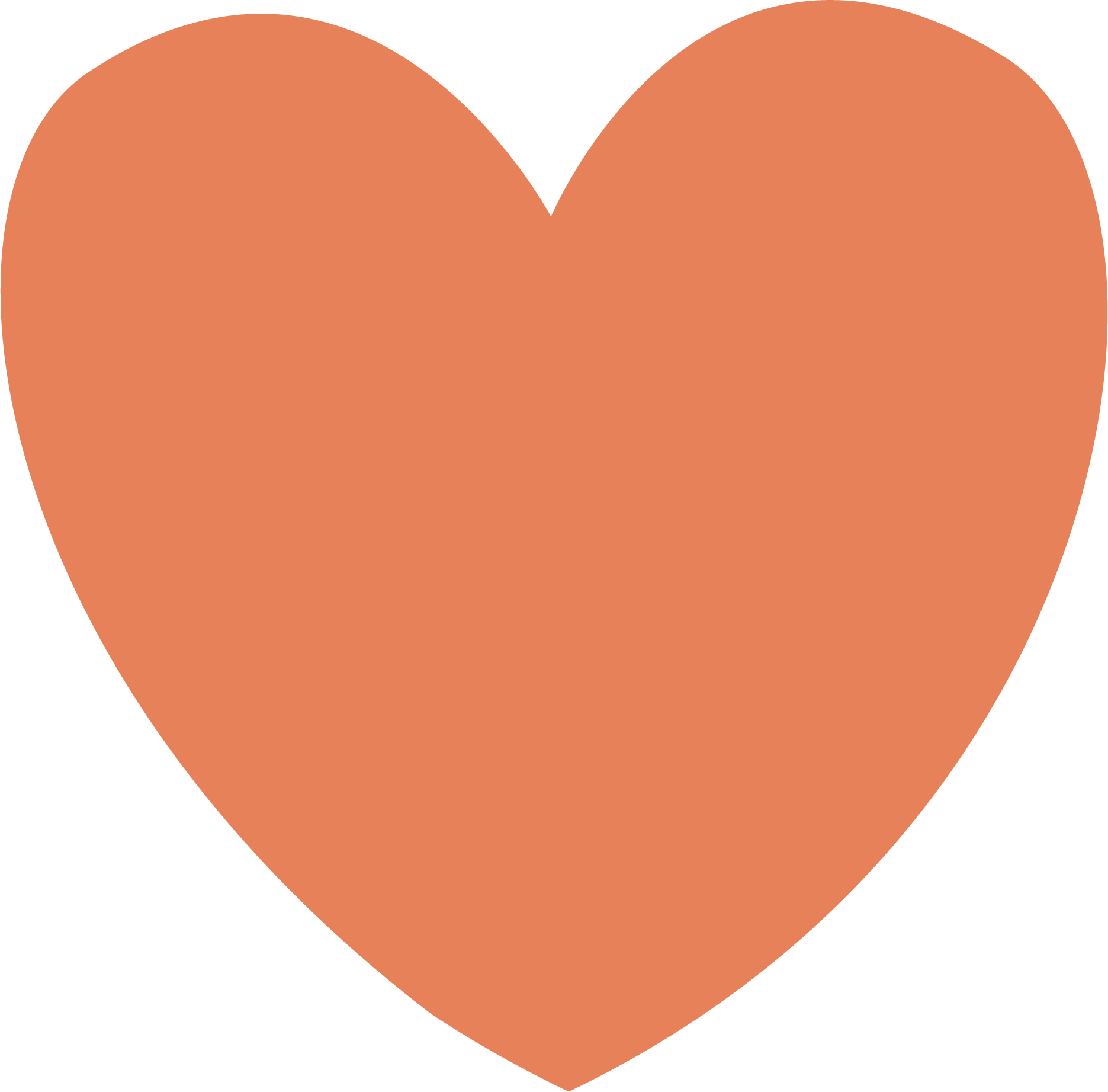 A large, solid orange heart shape.