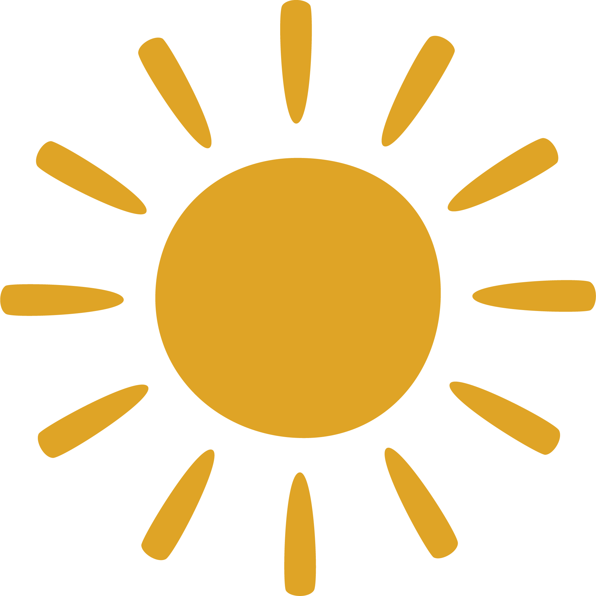 Simple illustration of a gold sun with rays.