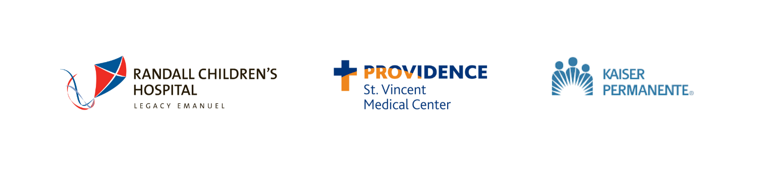 Logos of Randall Children’s Hospital, Providence St. Vincent Medical Center, and Kaiser Permanente.