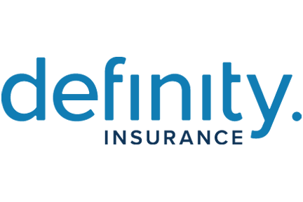 Logo of Definity Insurance with blue text on a white background.