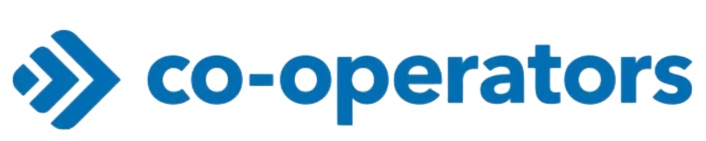 Logo of Co-operators insurance company with the name in lowercase blue letters alongside a blue geometric symbol.