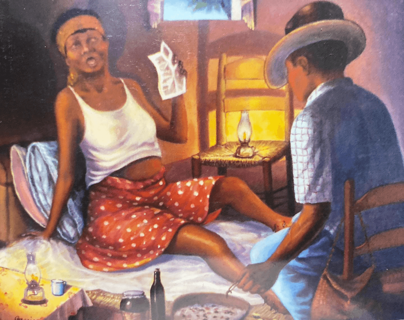 Treatment session with leeches (acrylic on canvas)