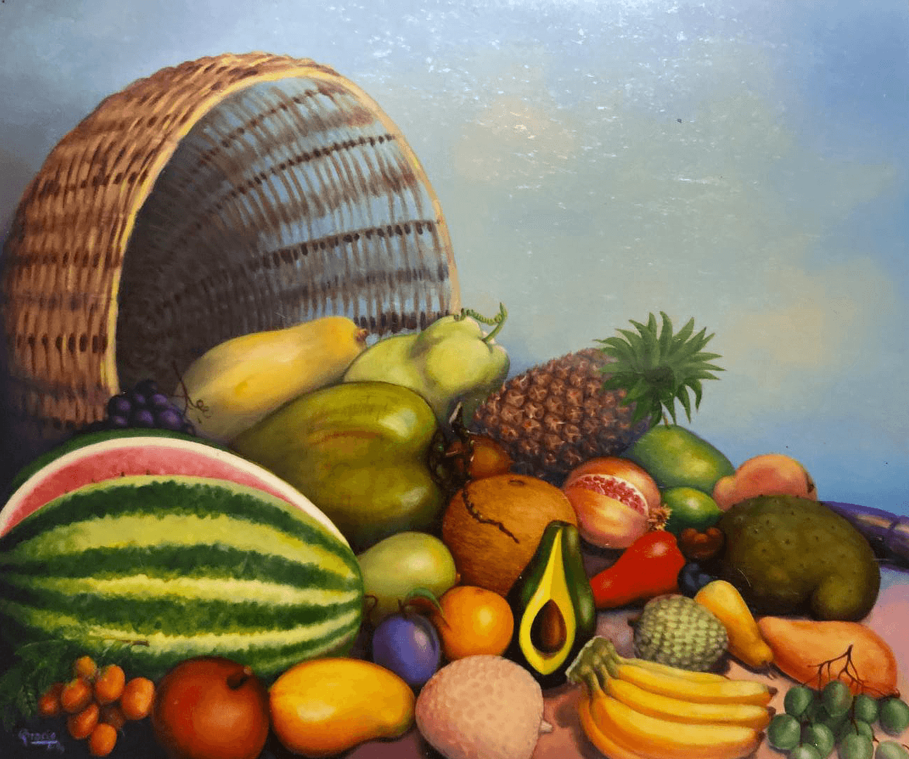 Still life with a Bamboo Basket