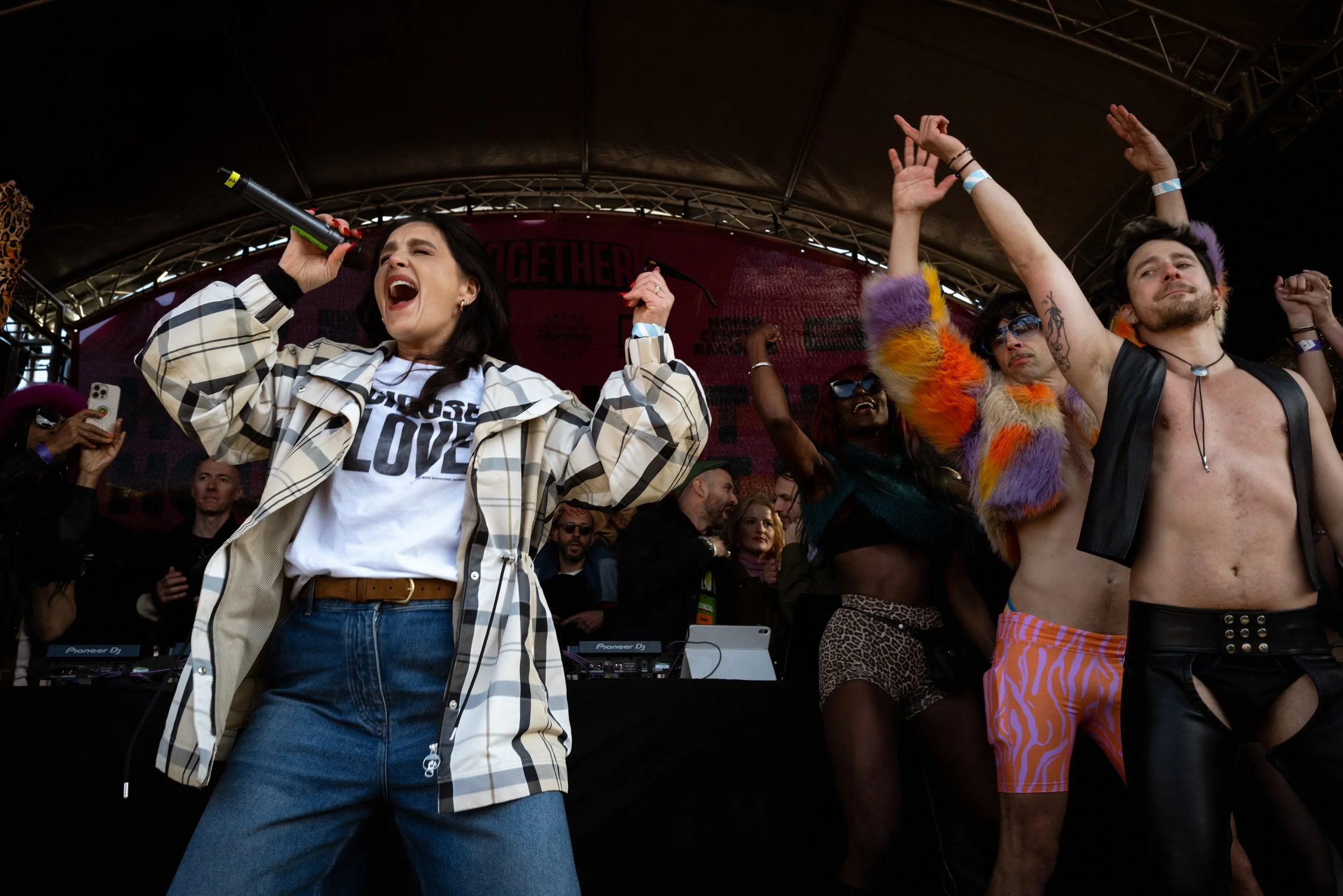 Singer Jessie Ware gets Trafalgar Square partying during the House Against Hate event. 