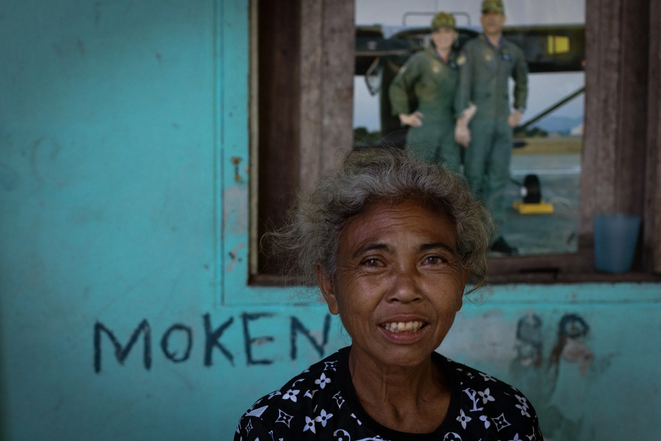 A Moken local poses for a portrait in her village. Ko Phayam, Thailand, 2023