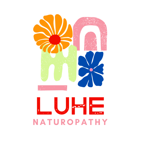 A colorful logo adorned with flowers and the words "LUHE NATUROPATHY" below.