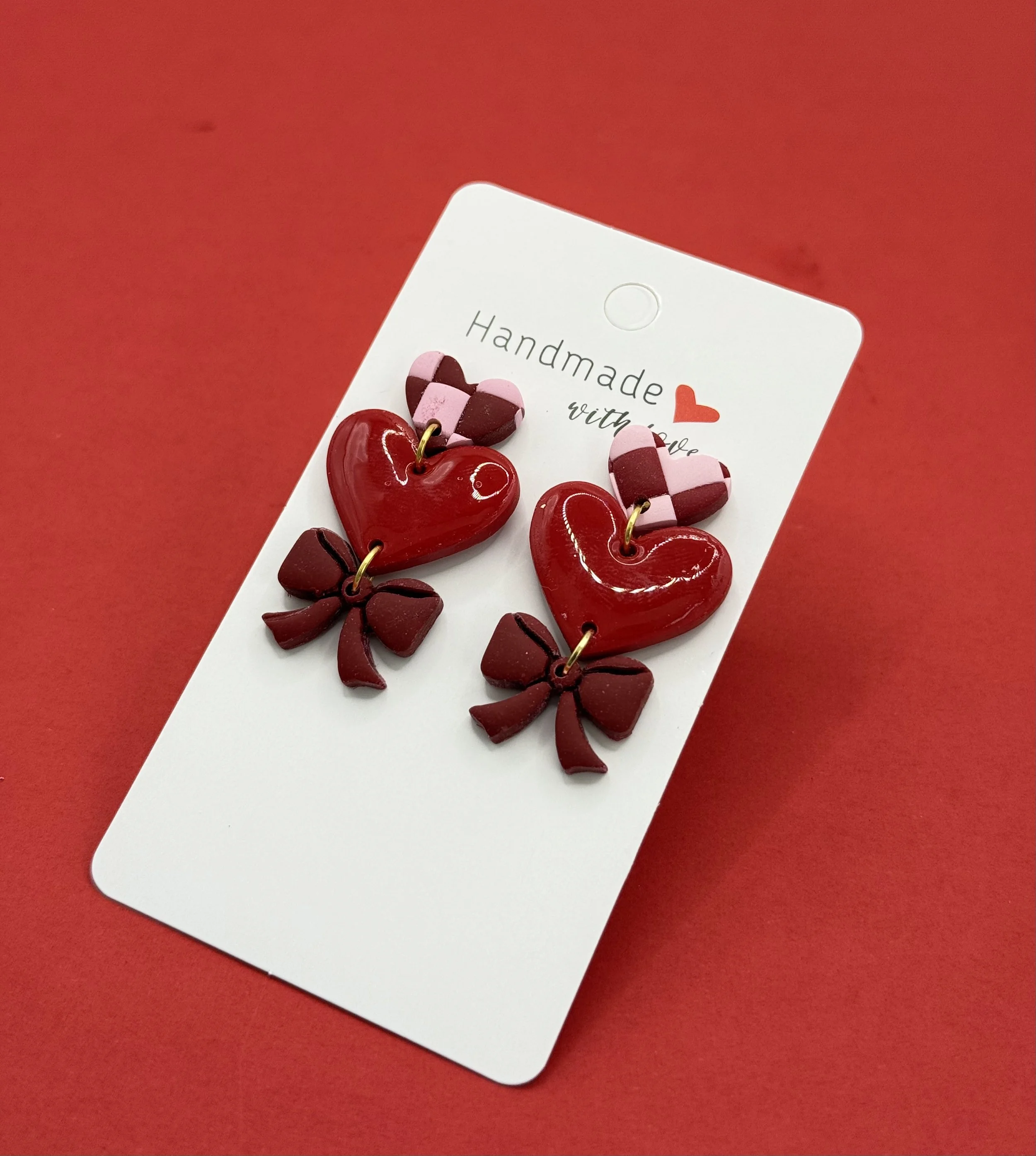 Heart & Bow Handmade Earrings
