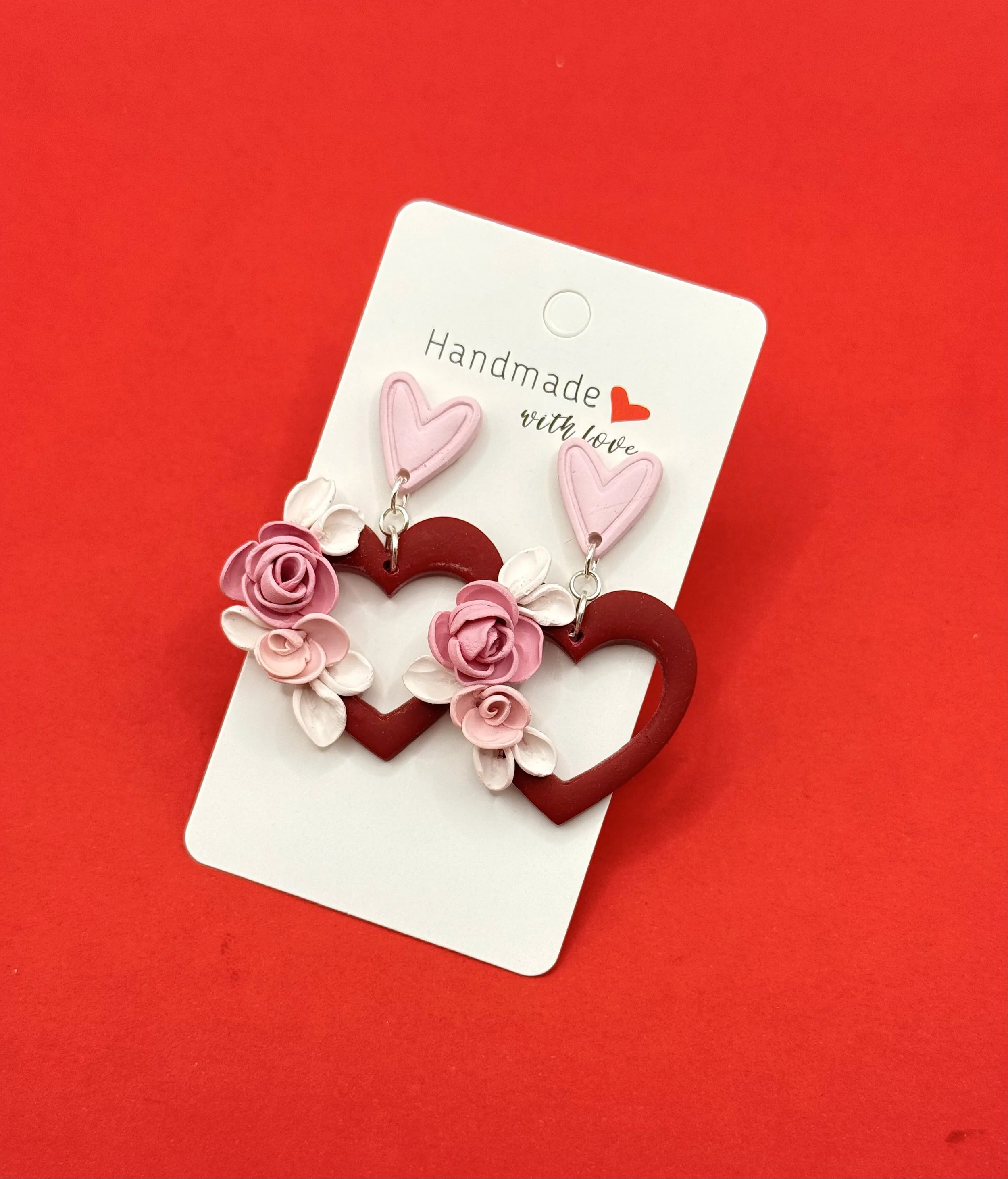 Romantic Heart & Floral Handcrafted Earrings