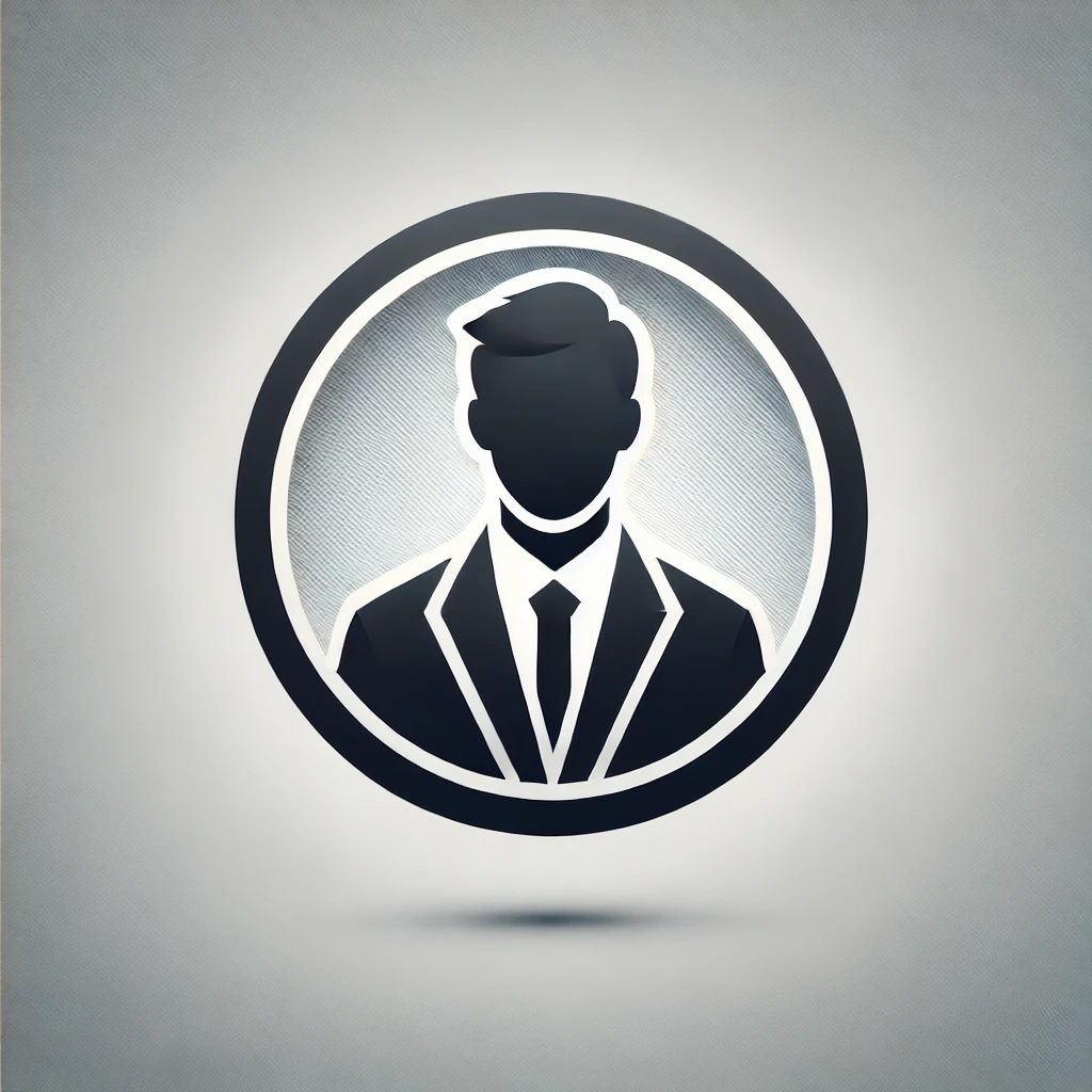 Silhuettbild av en man i kostym och slips i en rund ikon