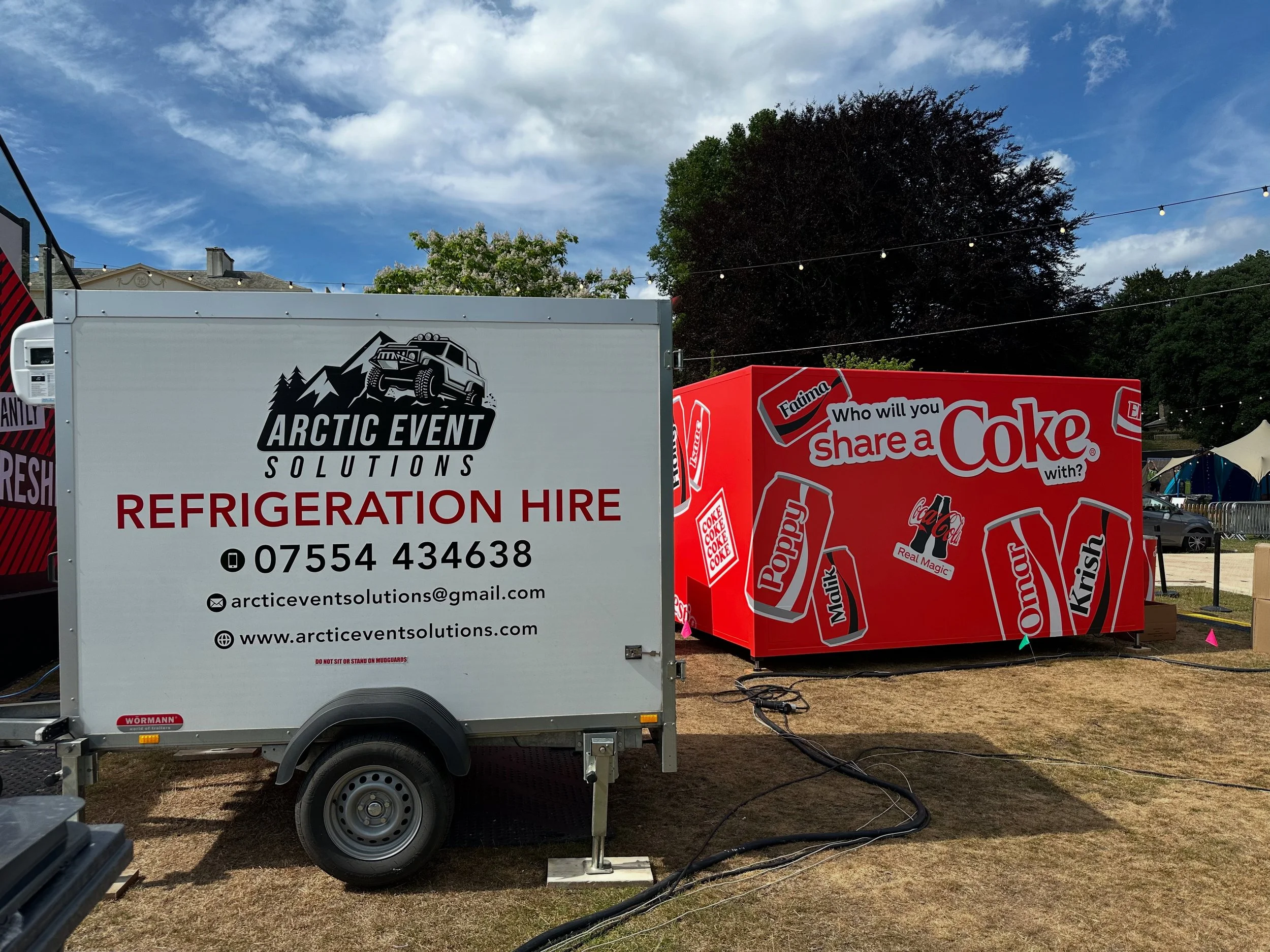 Arctic Event Solutions chiller trailer serving refreshments at Surrey country house wedding