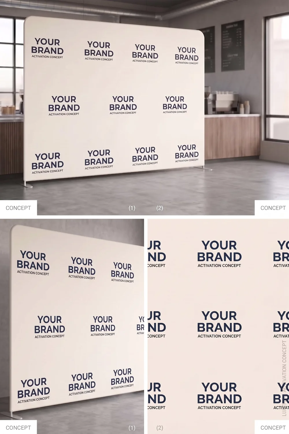 Illustrative custom Step and Repeat backdrop in a polished event environment