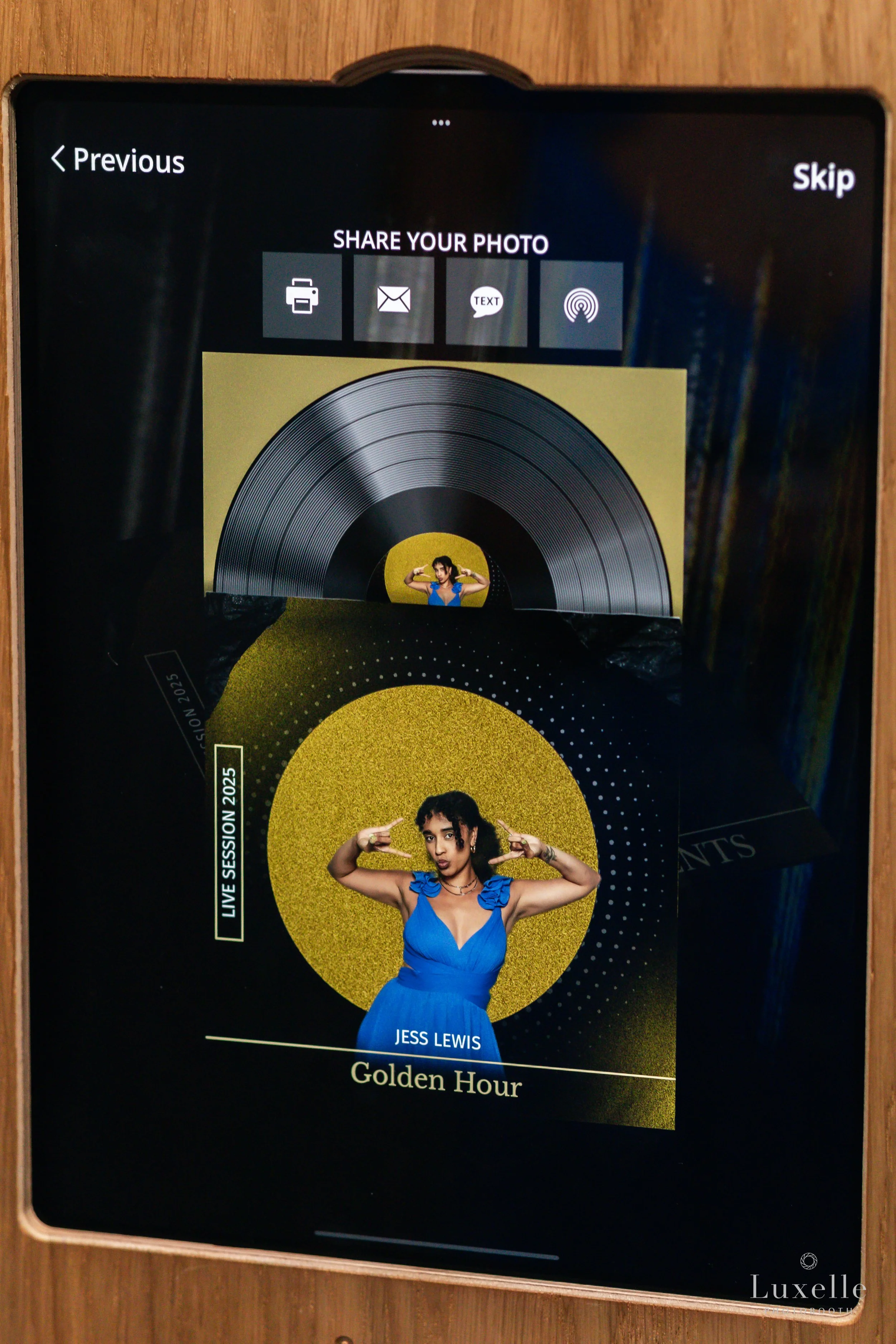 Luxelle record album display experience add-on for corporate events in Southern California