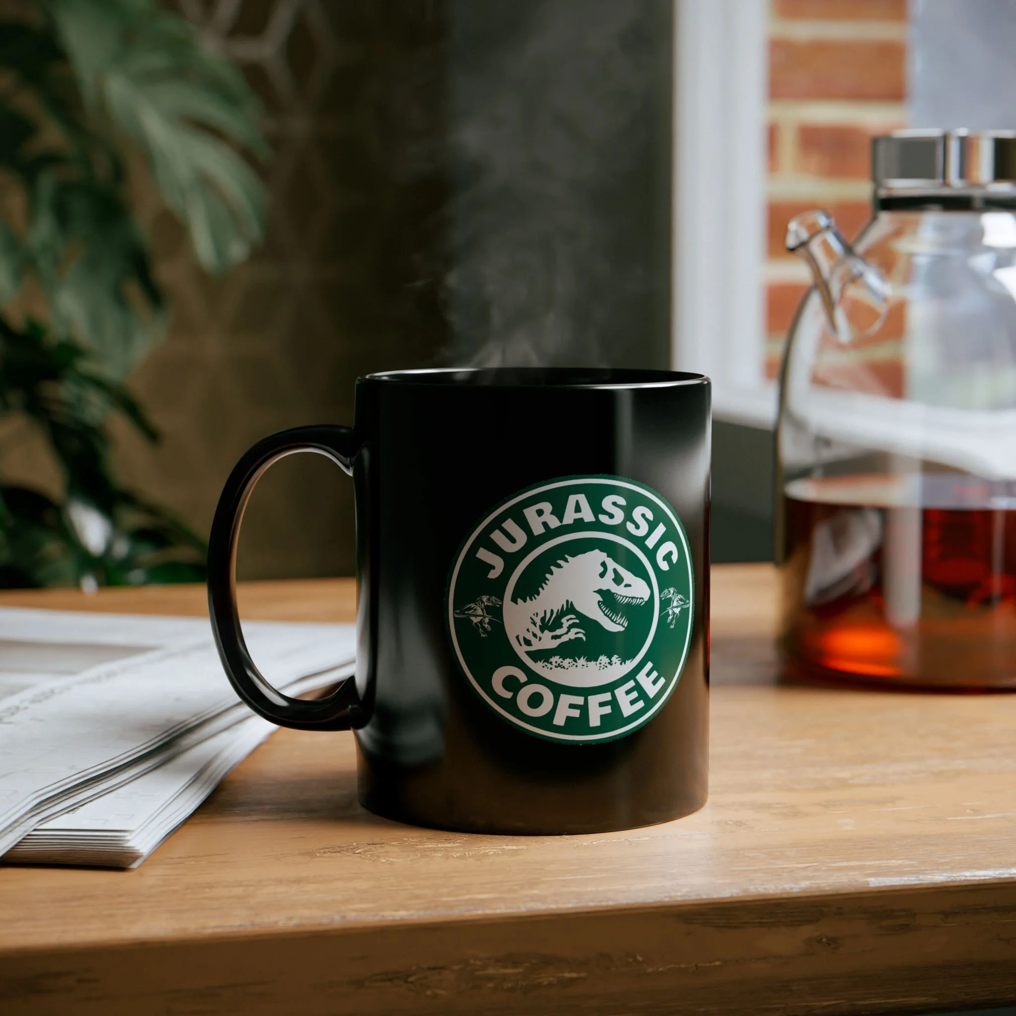Jurassic Coffee Black Mug (11oz, 15oz)