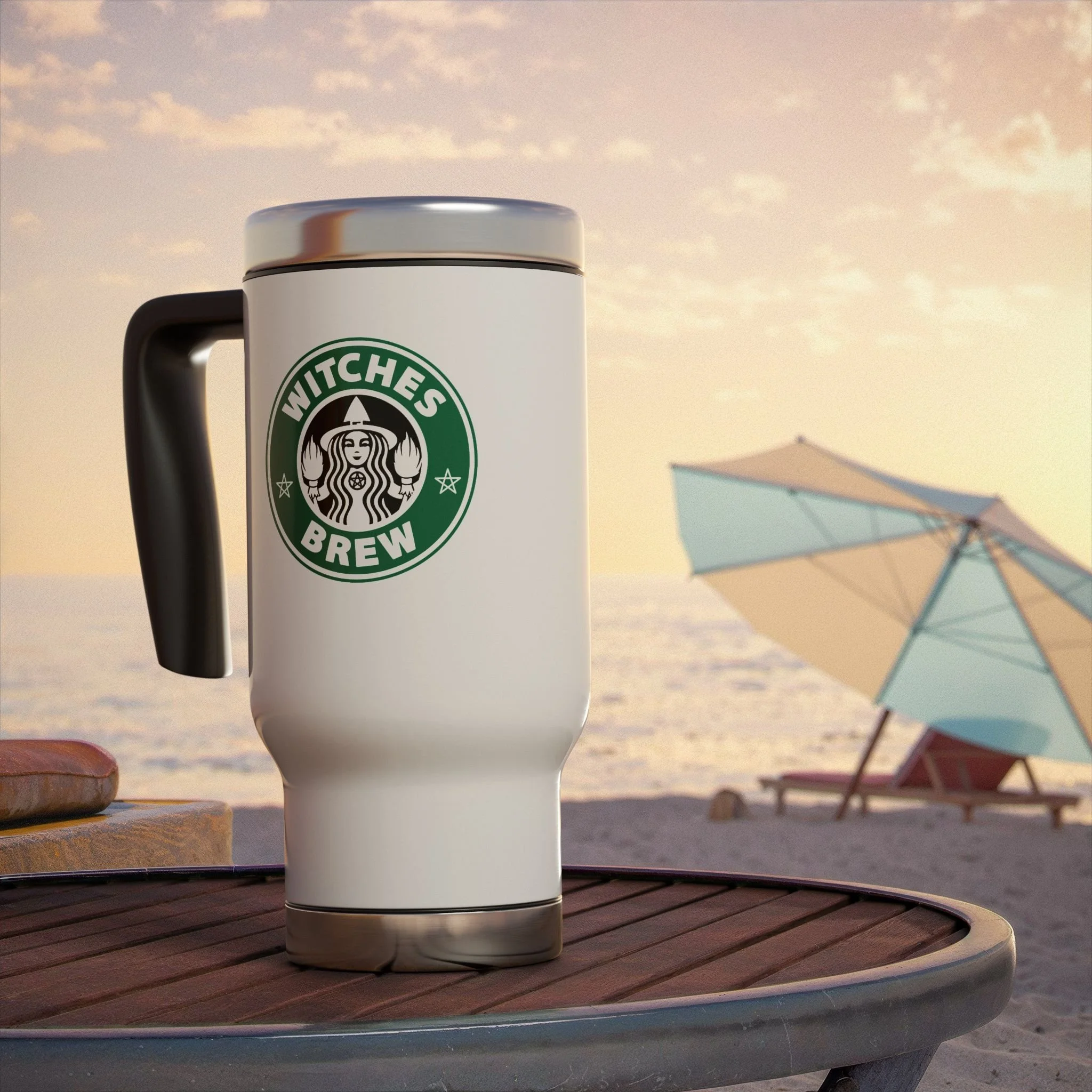 Witches Brew Coffee Stainless Steel Travel Mug with Handle, 14oz