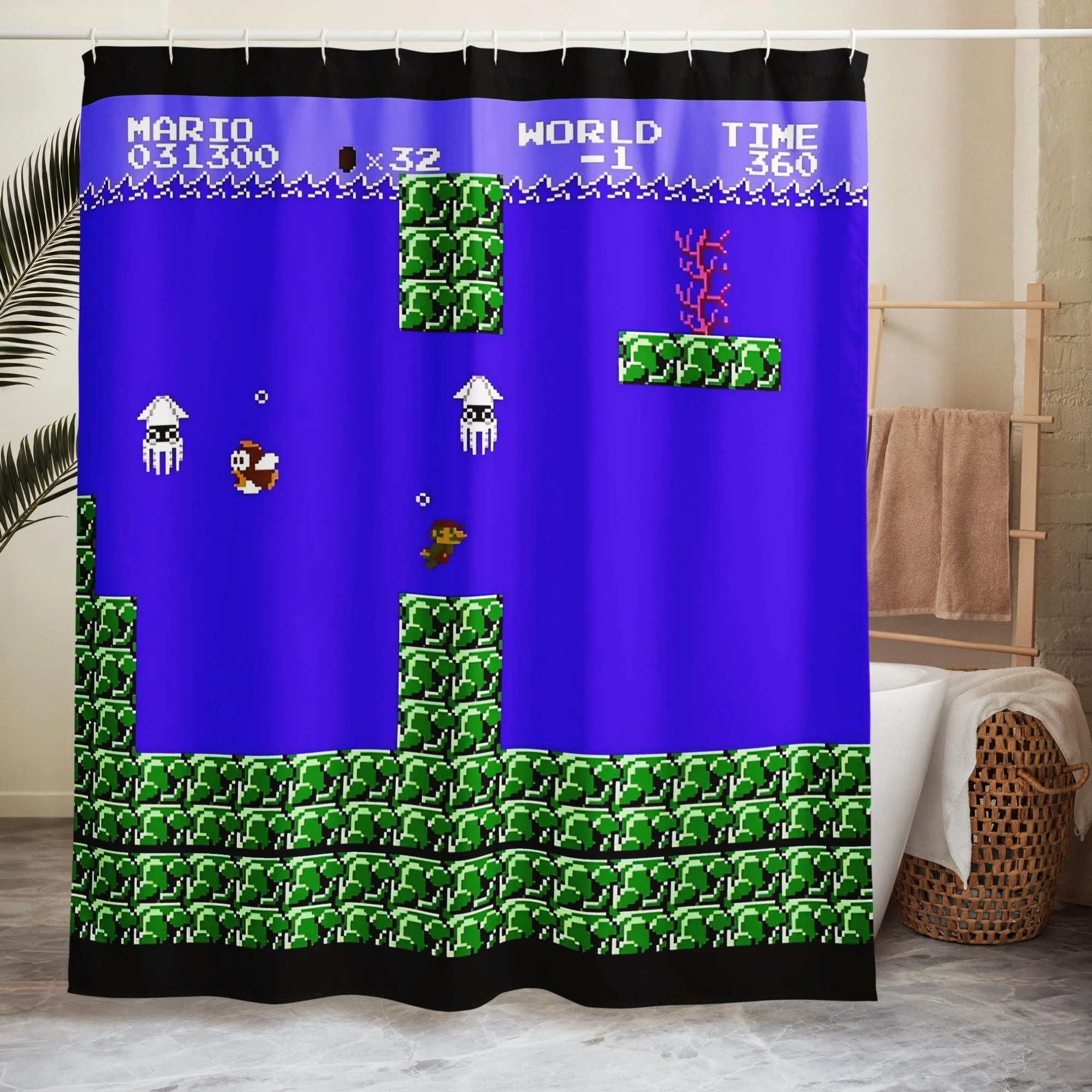Mario Water World Shower Curtain