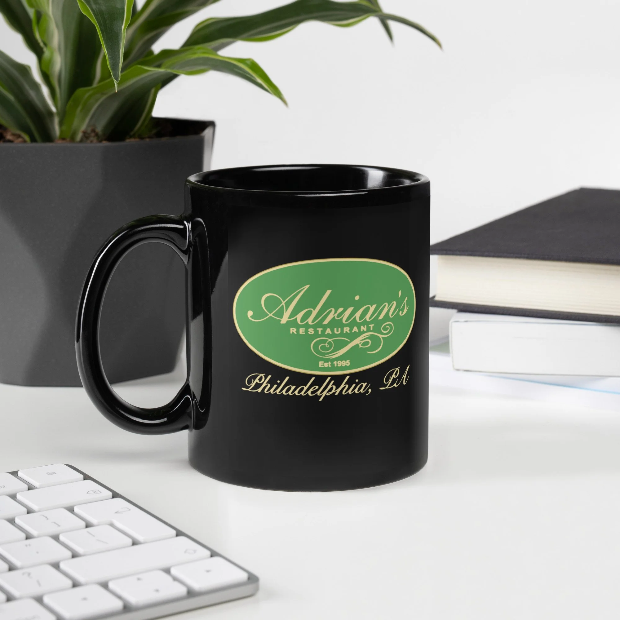 Adrian's Restaurant Black Glossy Mug