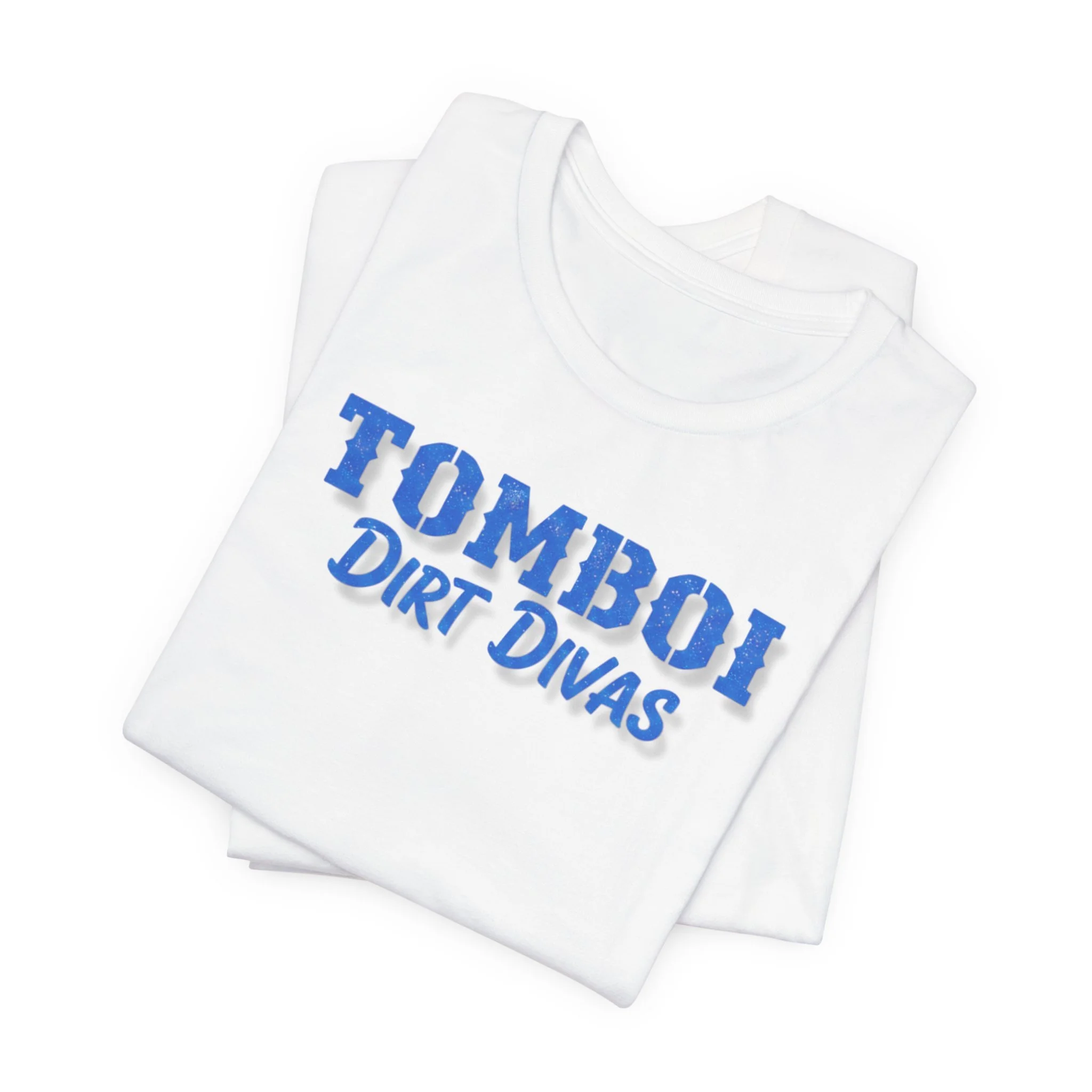 Tomboy Style Graphic Tee — Bold Metallic Text Shirt