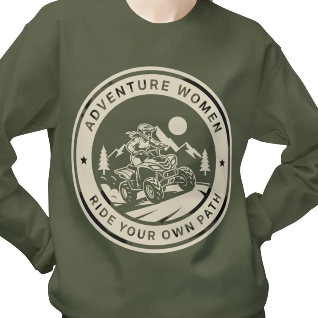 "Ride Your Own Path" ATV Graphic - Tomboy Style Crewneck Sweater