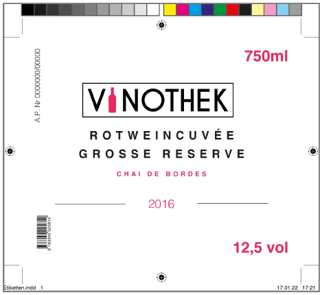 Etikett für Weinflasche.