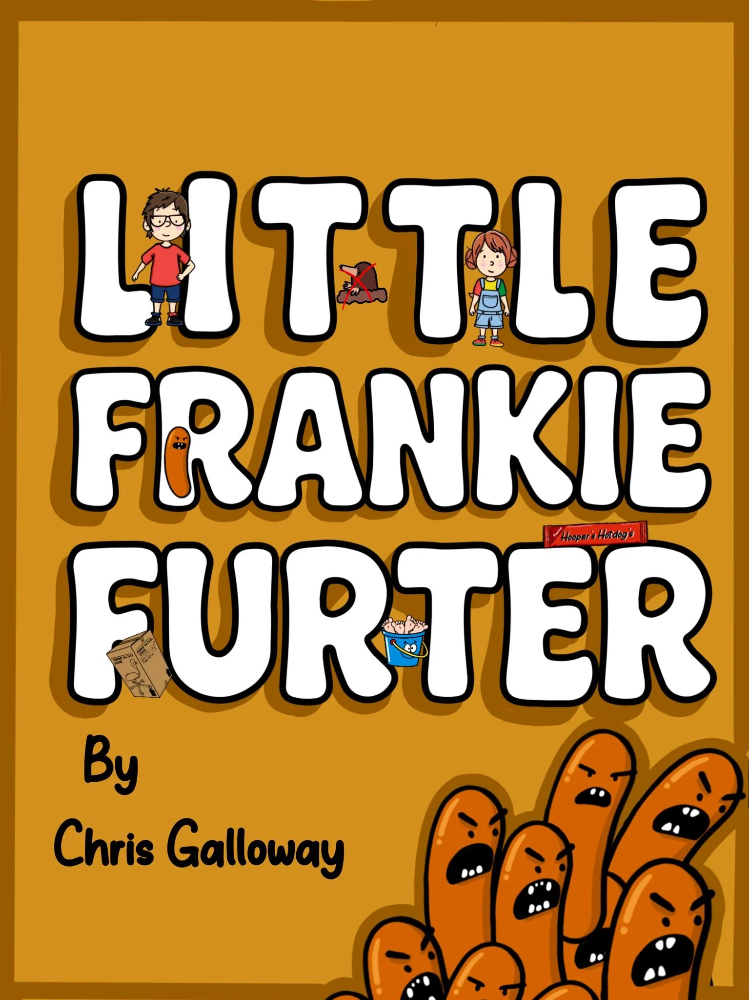 Children's book cover titled "Little Frankie Farter" by Chris Galloway. This is a working cover idea by digital artist Swoopsy.