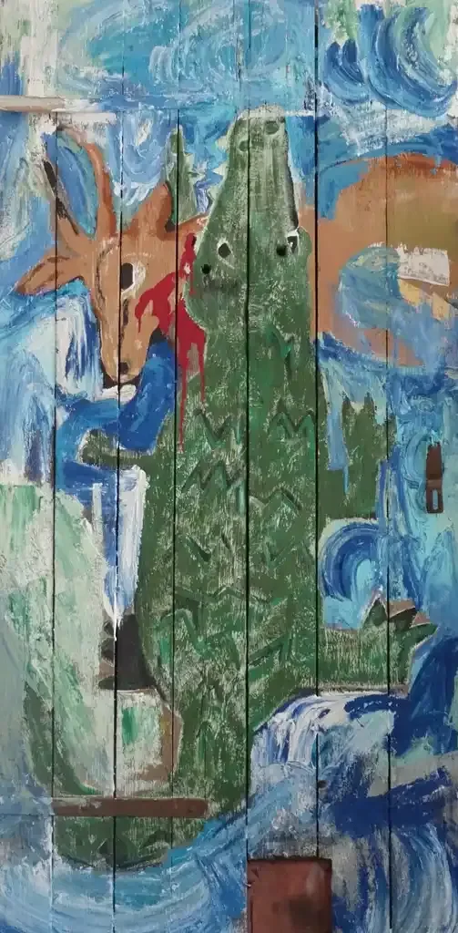 Ͻdεnkyεm Kum Adowa (Crocodile Kills the Antelope) 
174 x 84 cm 
2024