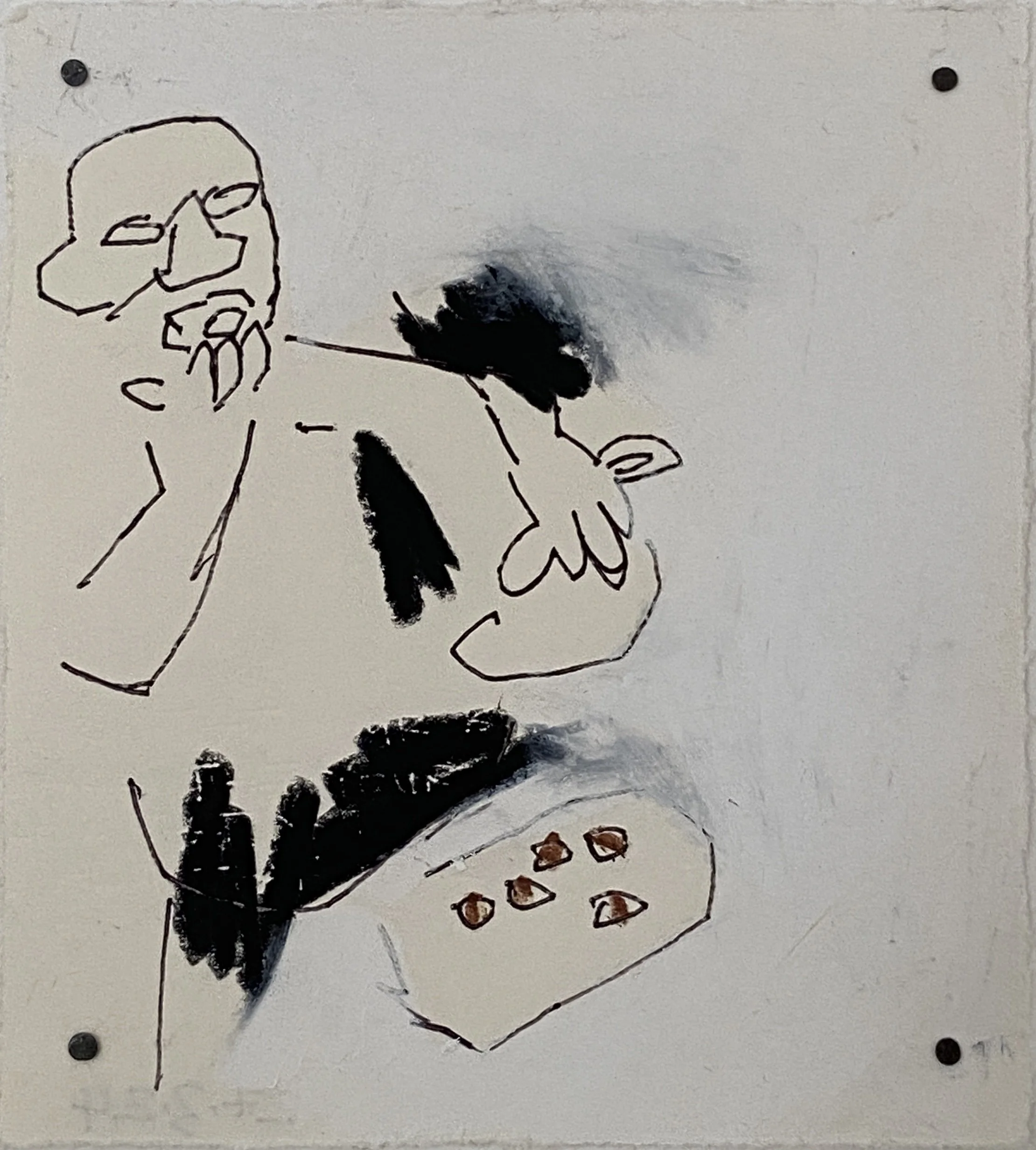 Adwe Bɔ ( Breaking Palmnuts ) 
12.8 x 11.5 cm
2024 
