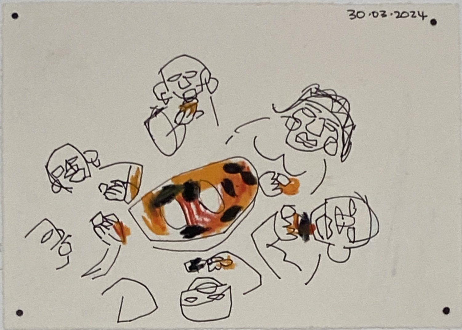 Edidi Mbɔmu ( Eating Together)
21.1 x 15.1 cm 
2024