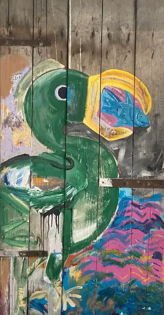 Nsu-noma Kum Apataa (Pelican Kills Tilapia)
165 x 84 cm
2024