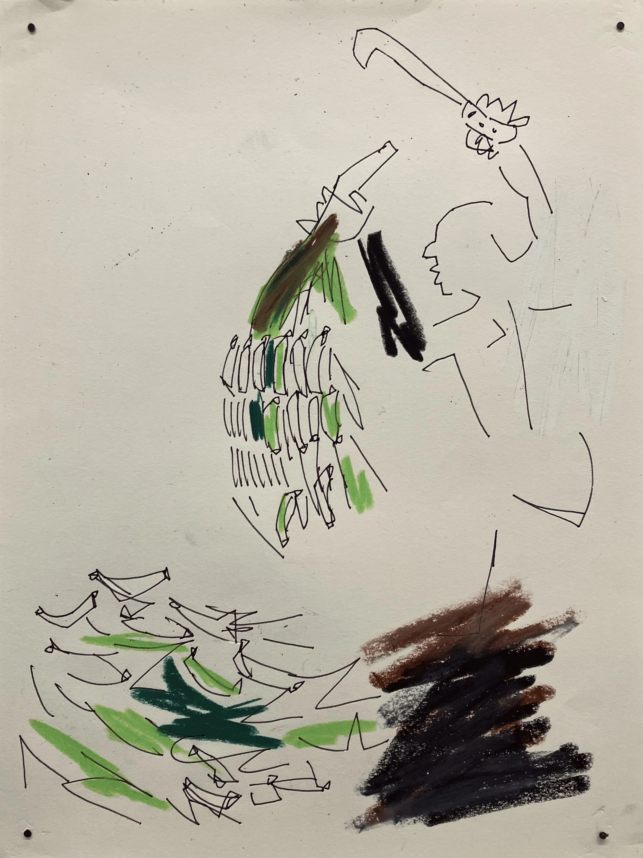 Bɔɔdeɛ Twa ( Plaintain Harvest ) 
27 x 35.7 cm 
2024 