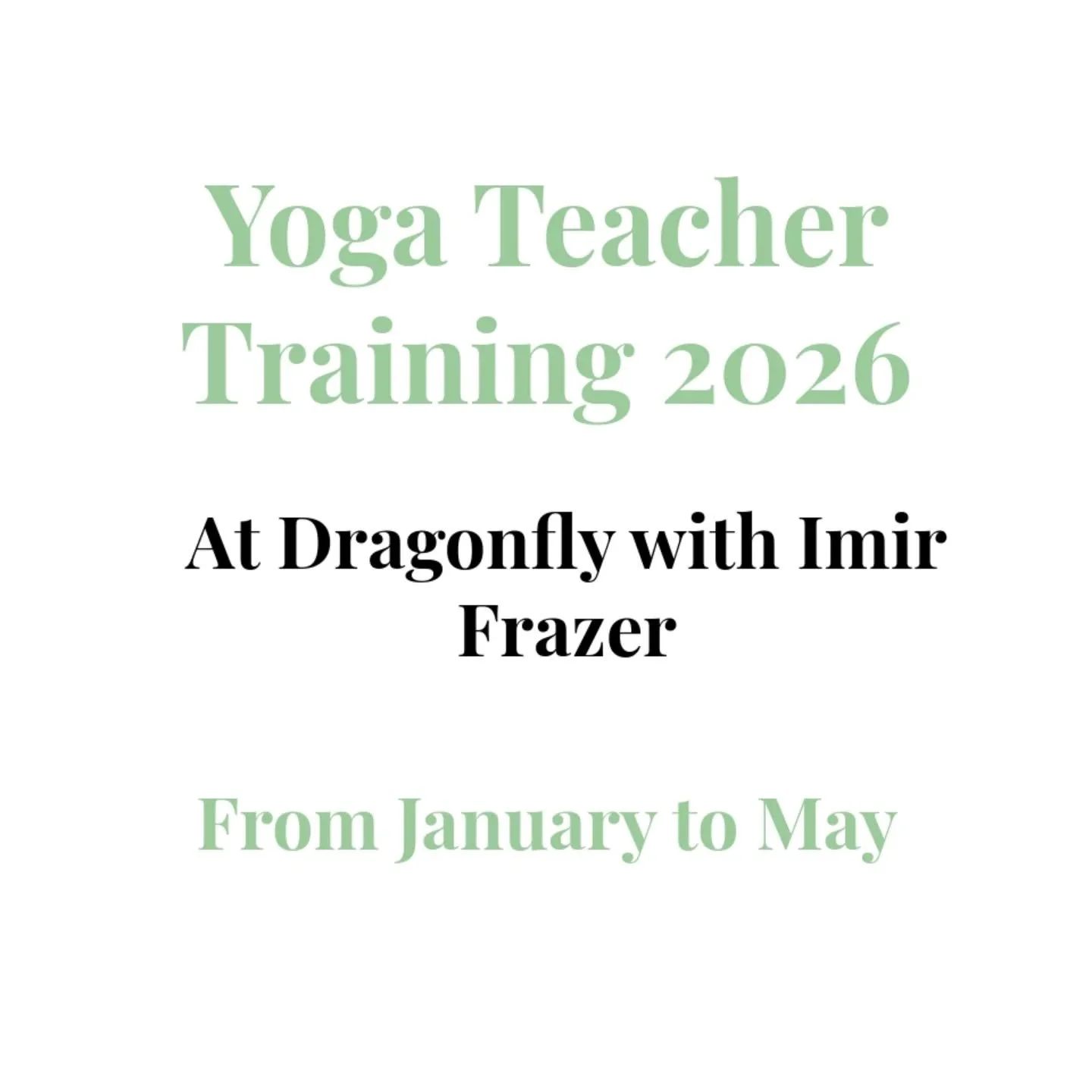 We are very happy to announce the 2026 Yoga Teacher Training with Imir Frazer @parampara.school.of.yoga @dragonfly_yoga_london 

The training will run from January to May 2026 during weekends to make it easier for you to attend if you are working ful