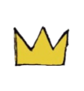 Simple drawing of a yellow crown with black outline on a transparent background.
