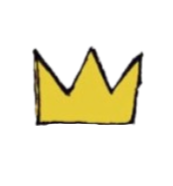Yellow crown with black outline on a white background