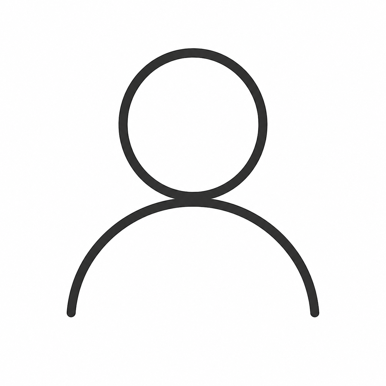 Simple black outline of a person icon on a white background.