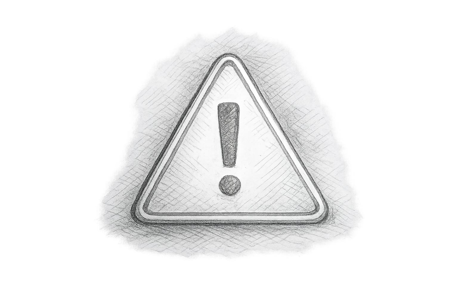 Sketch of a warning sign with a triangle shape and an exclamation mark in the center. The image appears to be a pencil drawing with shading and sketch lines.