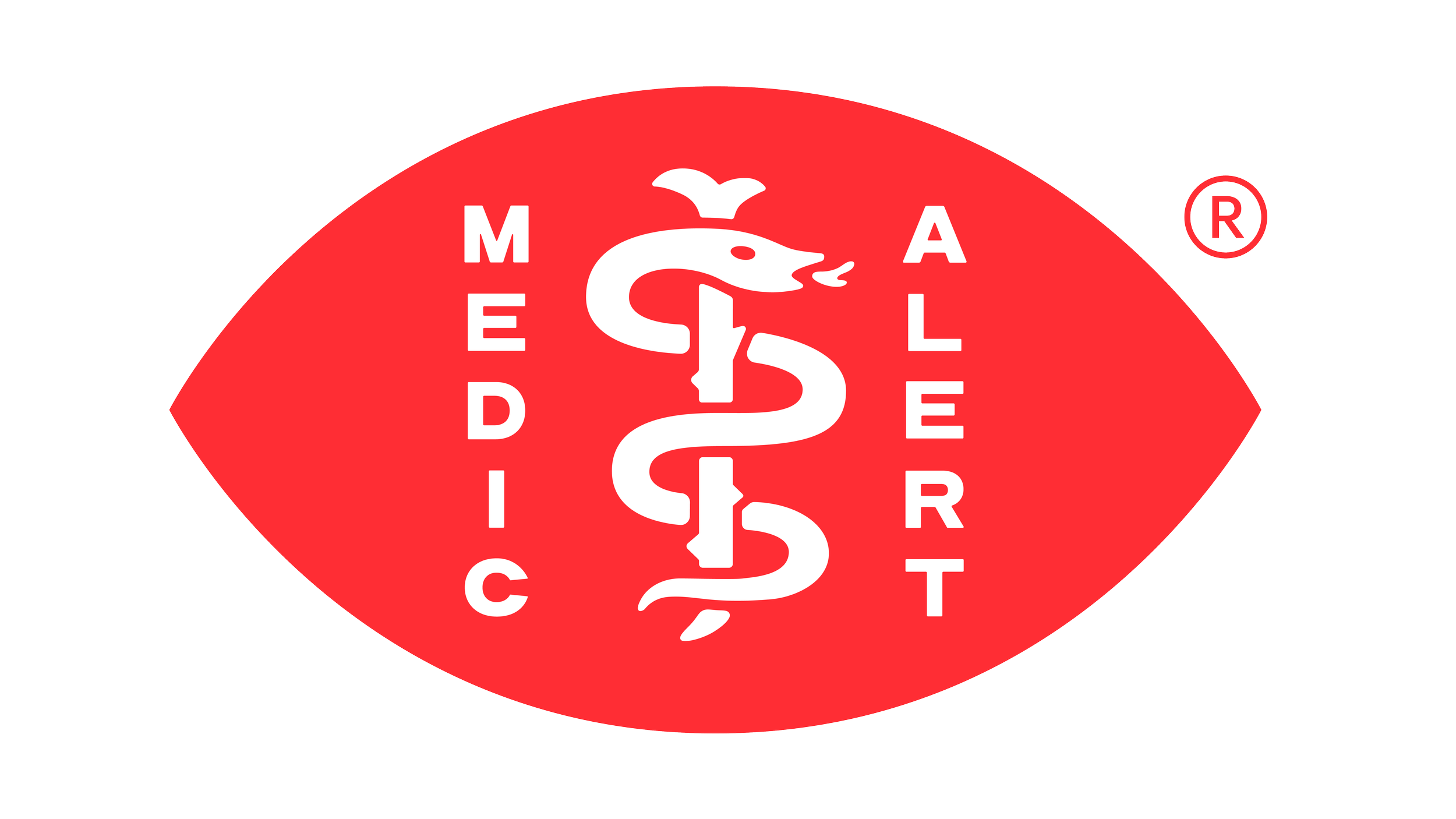 Medic Alert Logo with snake and staff in the centre. Medical ID service