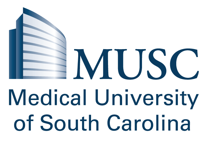Logo of MUSC Medical University of South Carolina featuring a stylized building next to the university's name.
