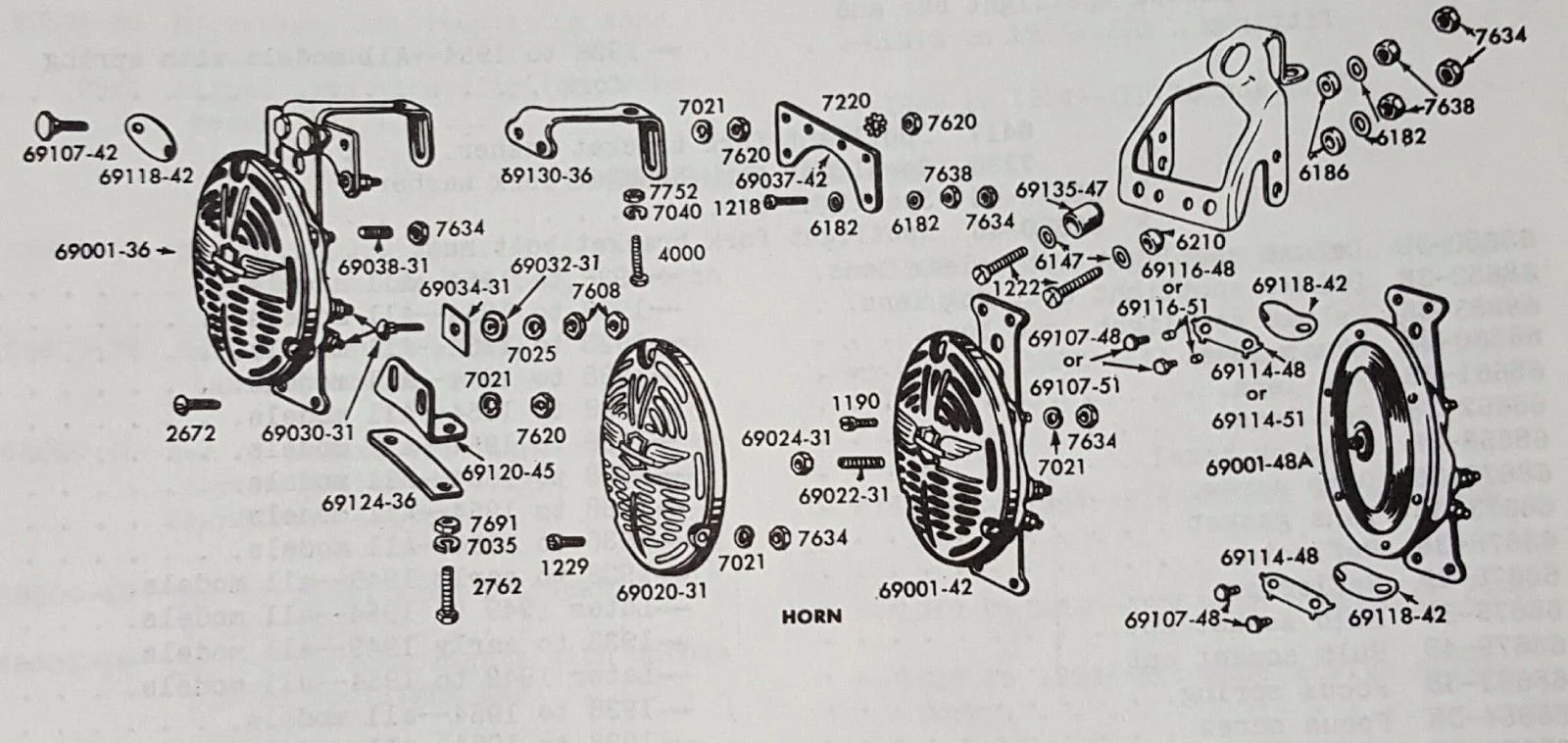 Harley 4801-42 horn mounting diagrams