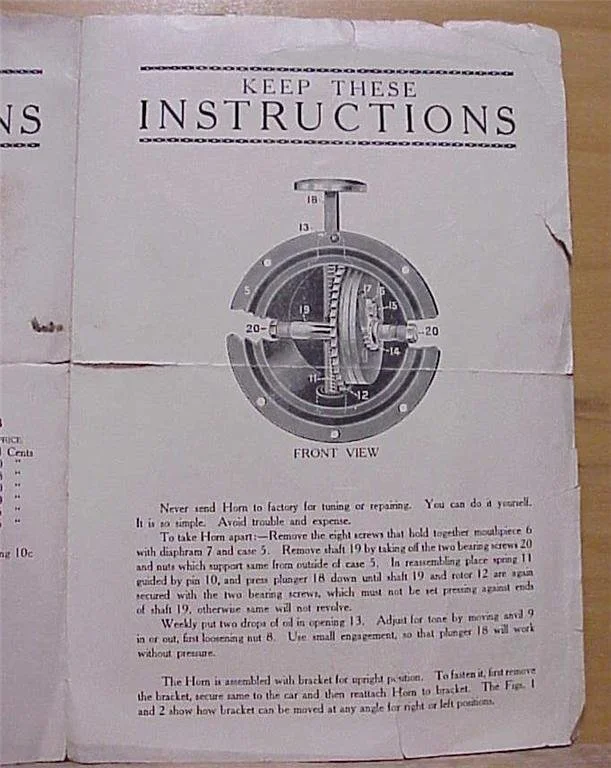 Instruction sheet with diagram and text for tuning, repair, or assembly of a mechanical device, titled "Keep These Instructions" and showing various numbered parts and assembly steps.