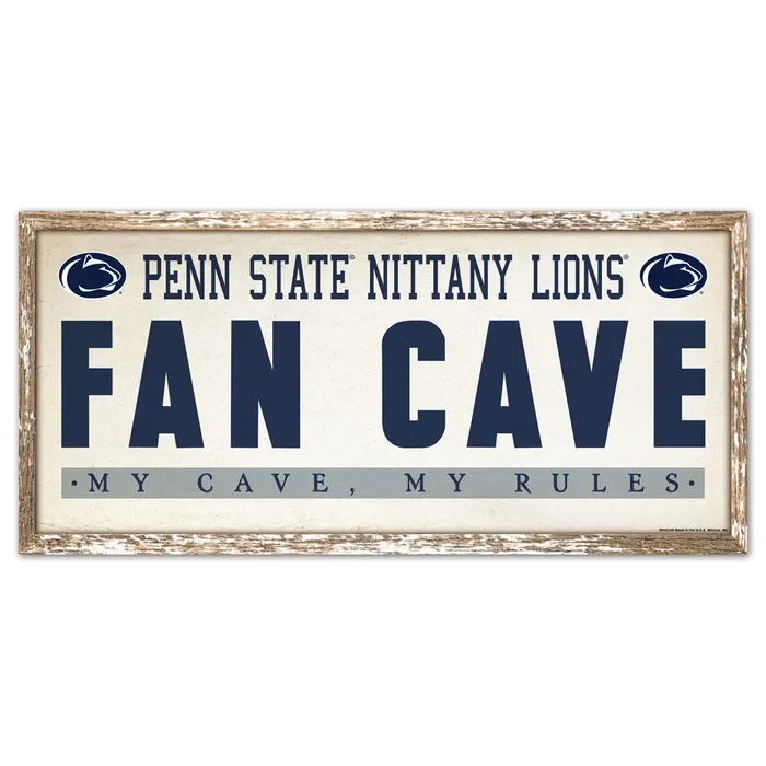 Penn State Nittany Lions FAN CAVE Wood Sign 8" x 17"
