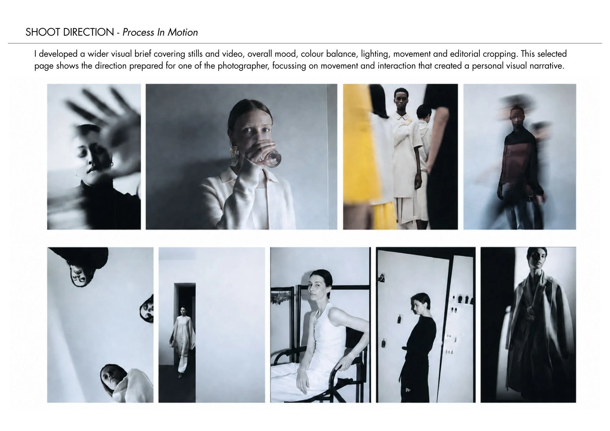 A collage of black and white photographs featuring women in various poses and settings, including studio shots, candid moments, and artistic compositions.