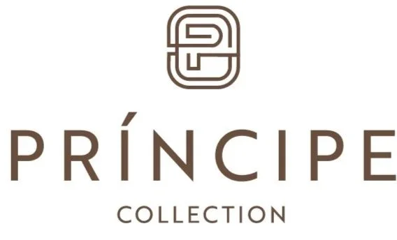 Logo with an abstract geometric symbol above the text 'PRÍNCIPE COLLECTION' in brown font.