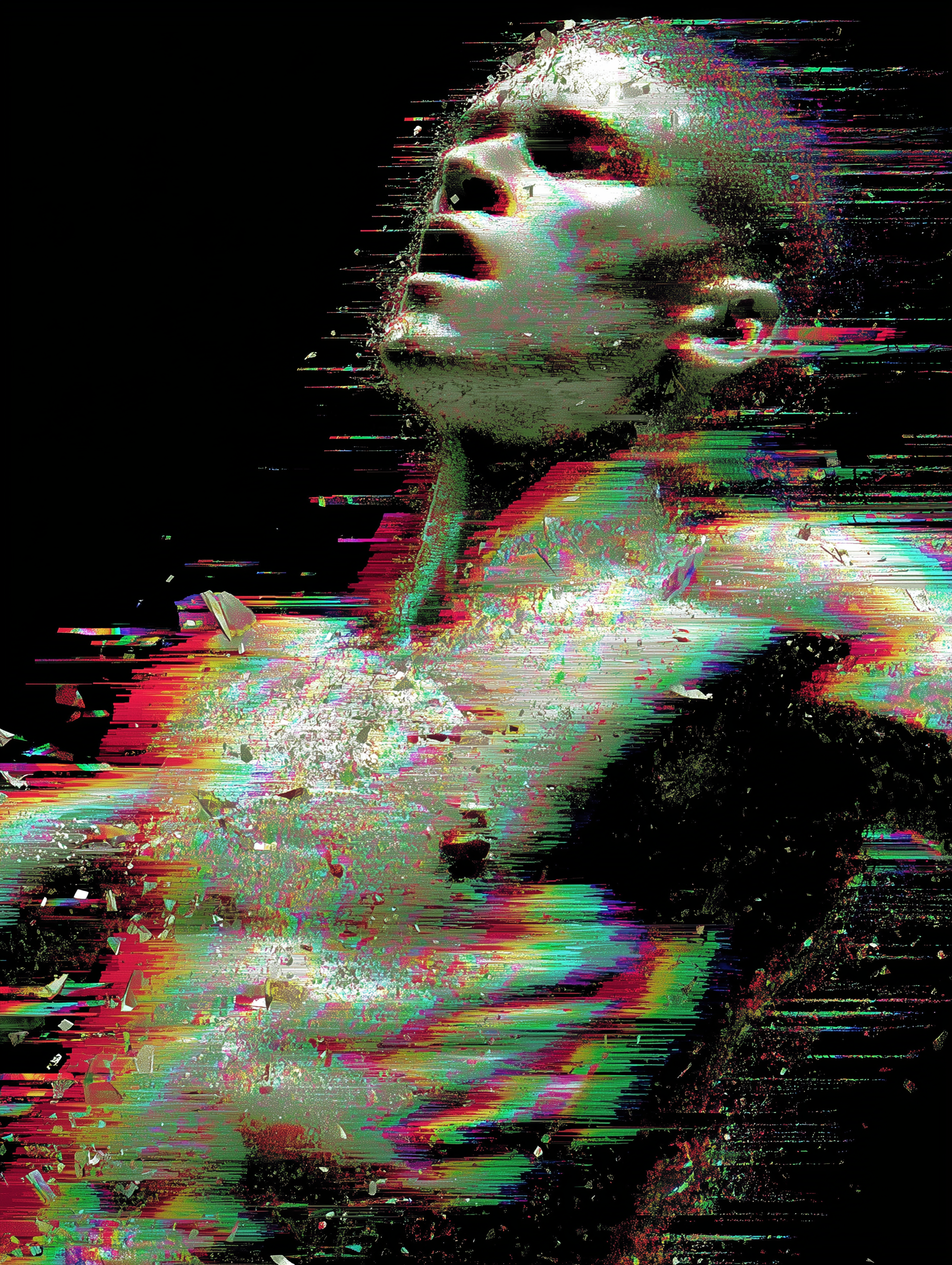 FRACTURED 001 — Dirt & Divine digital glitch masculine art, distorted figure alt1