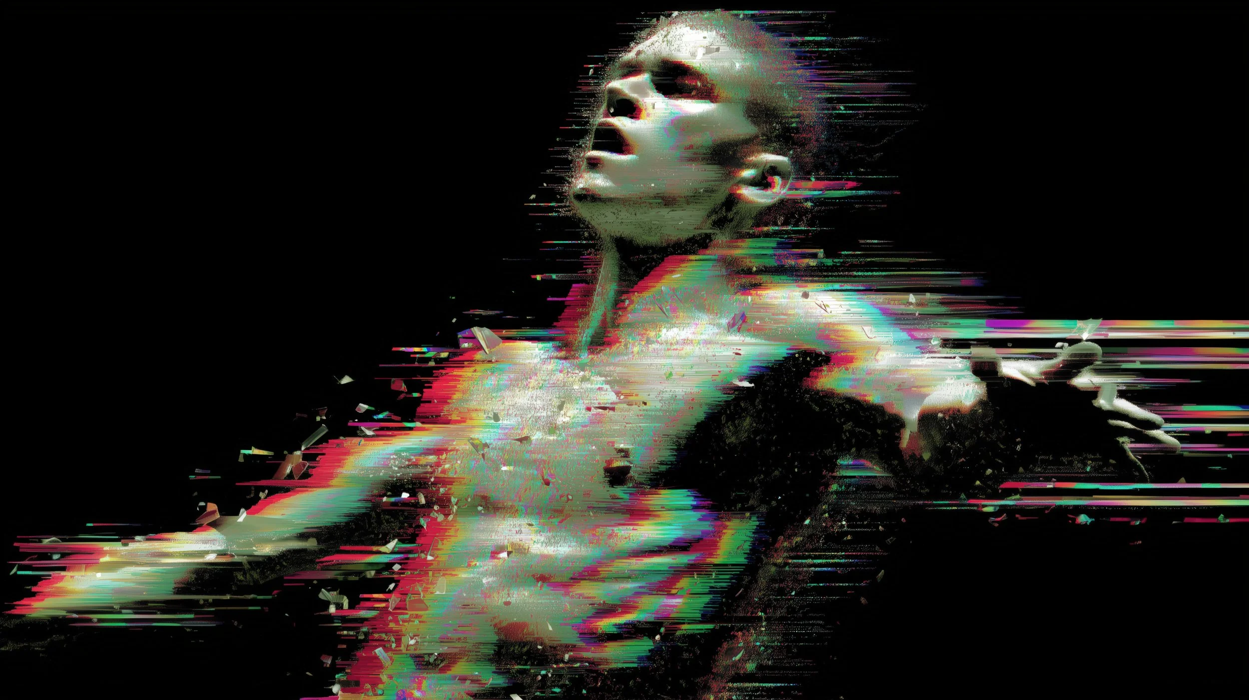 FRACTURED 001 — Dirt & Divine digital glitch masculine art, distorted figure alt2